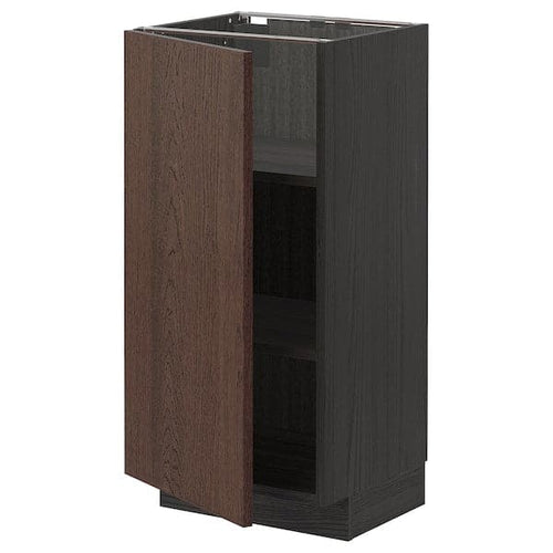 METOD - Base cabinet with shelves, black/Sinarp brown, 40x37 cm