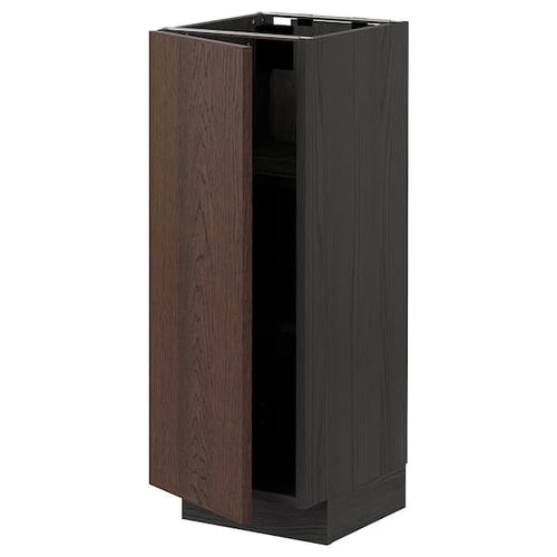 METOD - Base cabinet with shelves, black/Sinarp brown, 30x37 cm