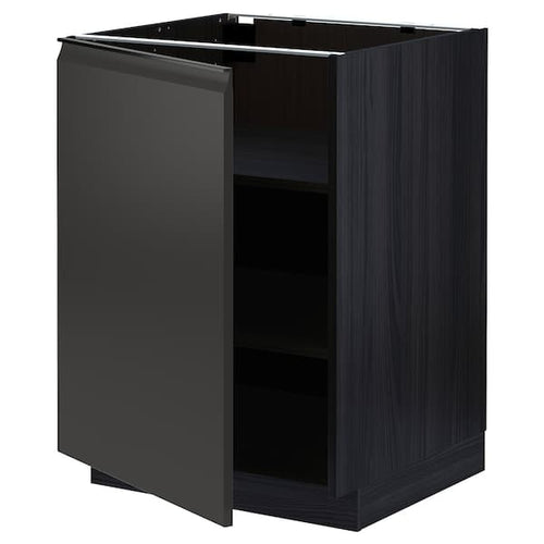 METOD - Base cabinet with shelves, black/Upplöv matt anthracite, 60x60 cm