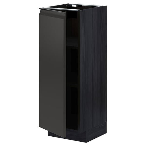 METOD - Base cabinet with shelves, black/Upplöv matt anthracite, 30x37 cm