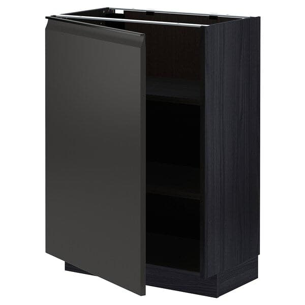METOD - Base cabinet with shelves, black/Upplöv matt anthracite, 60x37 cm - best price from Maltashopper.com 39495316