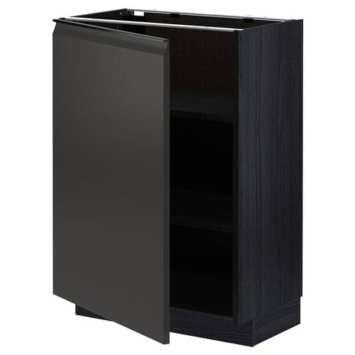 METOD - Base cabinet with shelves, black/Upplöv matt anthracite, 60x37 cm