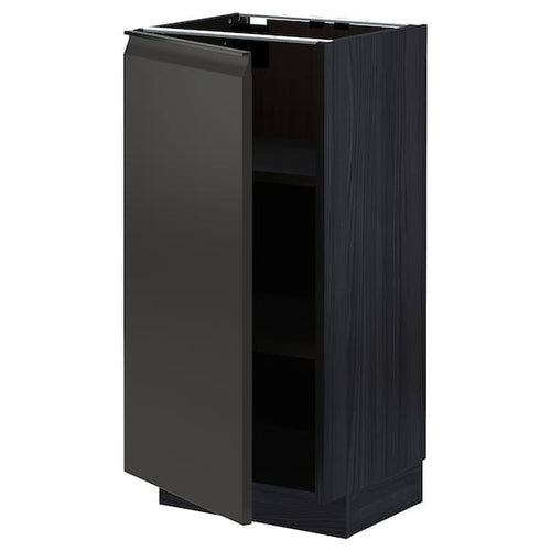 METOD - Base cabinet with shelves, black/Upplöv matt anthracite , 40x37 cm