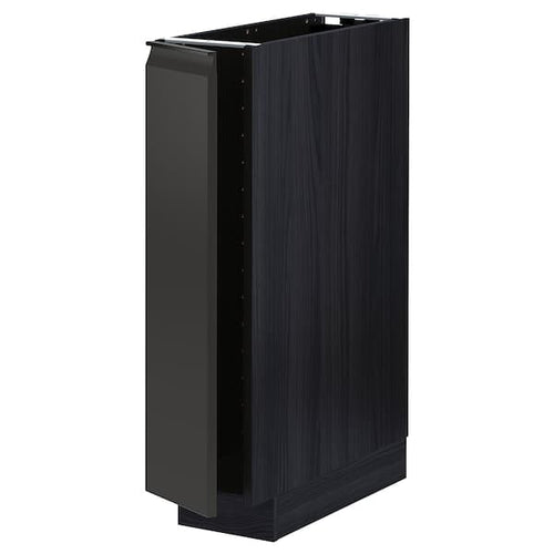 METOD - Base cabinet with shelves, black/Upplöv matt anthracite, 20x60 cm