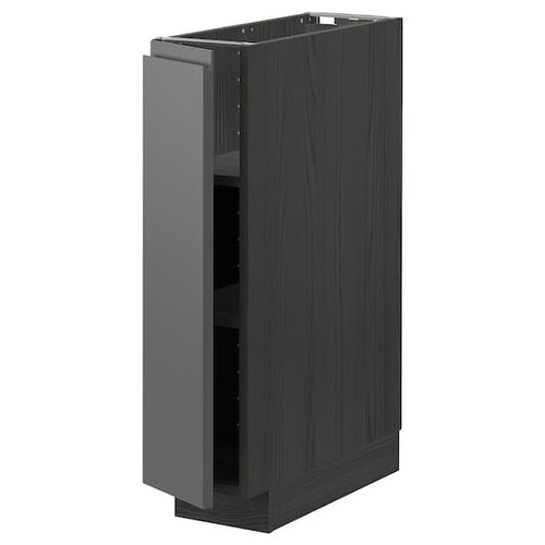 METOD - Base cabinet with shelves, black/Voxtorp dark grey, 20x60 cm