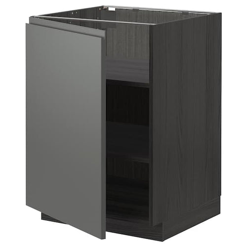 METOD - Base cabinet with shelves, black/Voxtorp dark grey, 60x60 cm