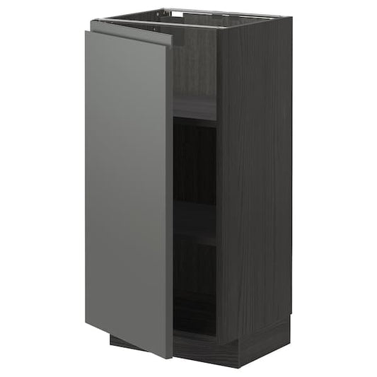 Ikea METOD - Base cabinet with shelves, black/Voxtorp dark grey, 40x37 cm