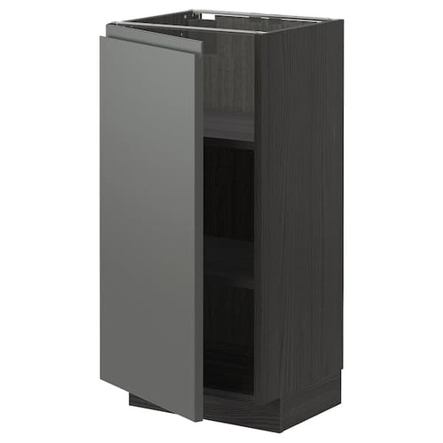 METOD - Base cabinet with shelves, black/Voxtorp dark grey, 40x37 cm