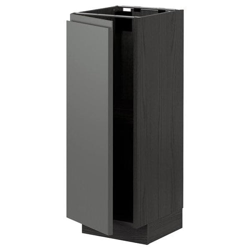 METOD - Base cabinet with shelves, black/Voxtorp dark grey, 30x37 cm