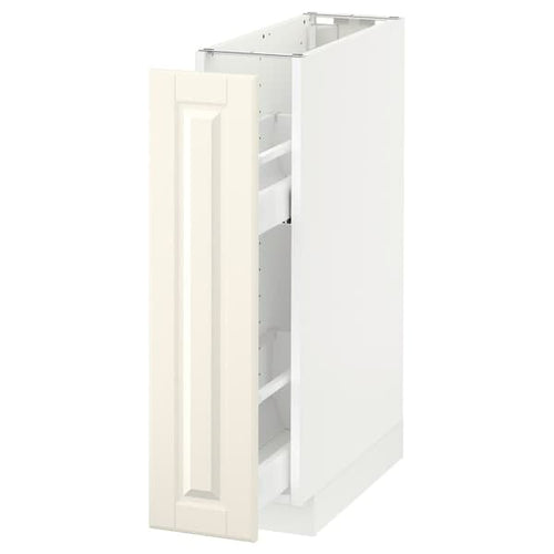 METOD - Base cabinet/pull-out int fittings, white/Bodbyn off-white, 20x60 cm