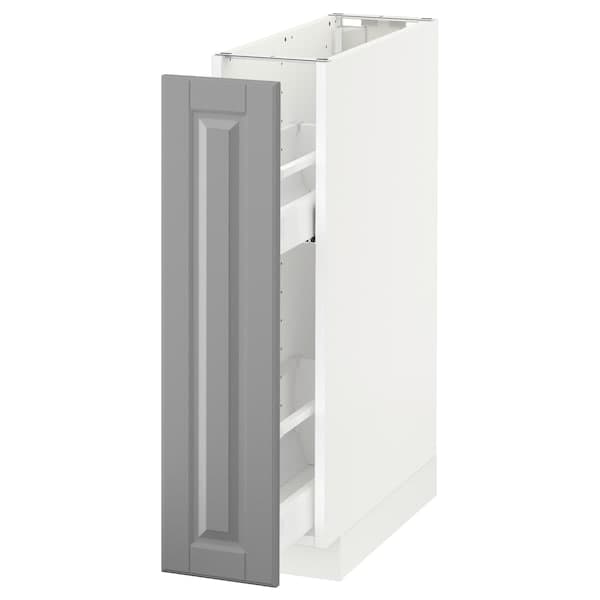 Ikea METOD - Base cabinet/pull-out int fittings, white/Bodbyn grey, 20x60 cm