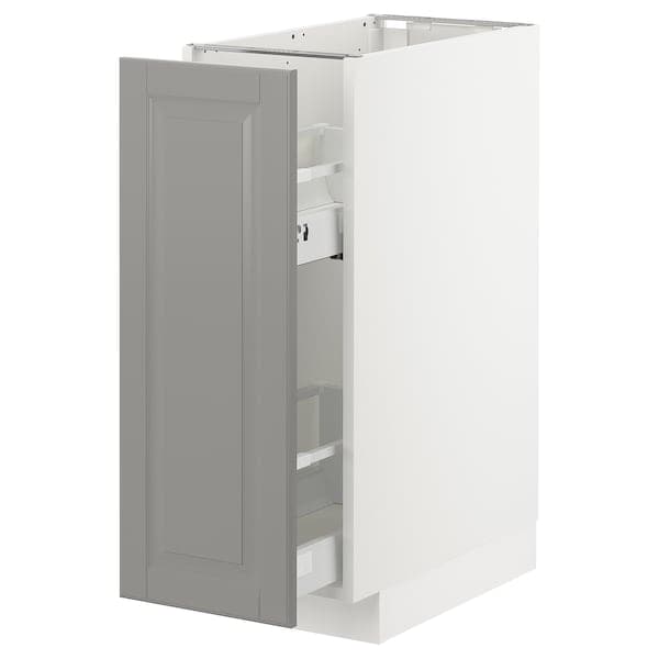 METOD - Base cabinet/pull-out int fittings, white/Bodbyn grey, 30x60 cm - best price from Maltashopper.com 89300024