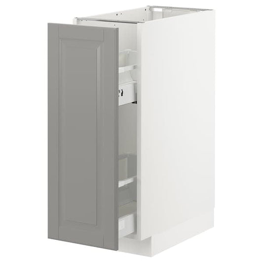 Ikea METOD - Base cabinet/pull-out int fittings, white/Bodbyn grey, 30x60 cm