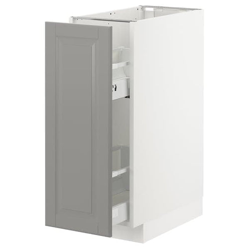 METOD - Base cabinet/pull-out int fittings, white/Bodbyn grey, 30x60 cm