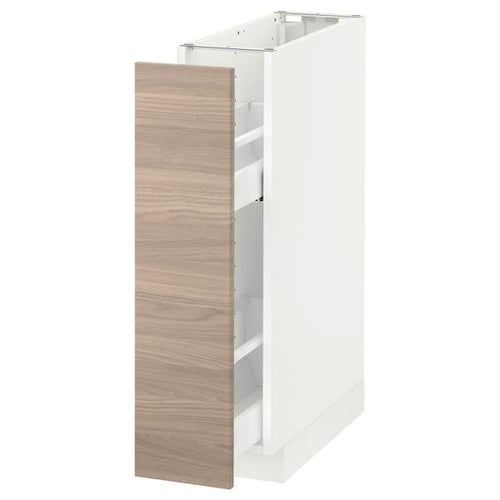 METOD base cabinet/pull-out int fittings, white/Brokhult light grey