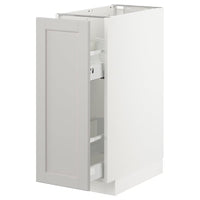 METOD - Base cabinet/pull-out int fittings, white/Lerhyttan light grey, 30x60 cm - best price from Maltashopper.com 49301426