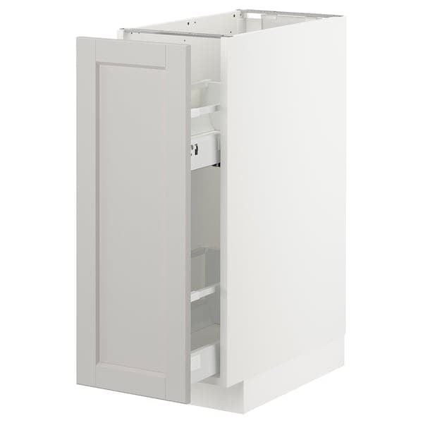 Ikea METOD - Base cabinet/pull-out int fittings, white/Lerhyttan light grey, 30x60 cm