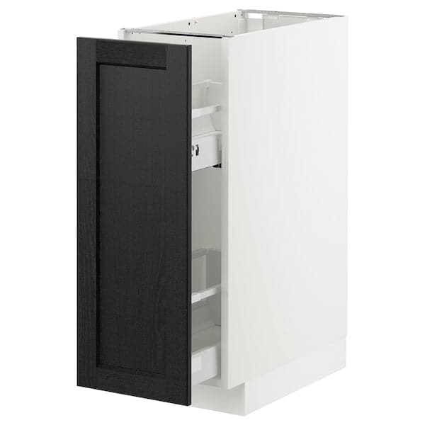 Ikea METOD - Base cabinet/pull-out int fittings, white/Lerhyttan black stained, 30x60 cm