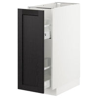 METOD - Base cabinet/pull-out int fittings, white/Lerhyttan black stained, 30x60 cm - best price from Maltashopper.com 39301506