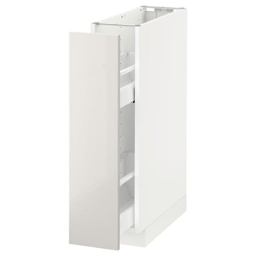 METOD - Base cabinet/pull-out int fittings, white/Ringhult light grey, 20x60 cm