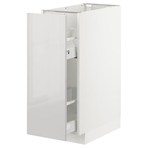 METOD - Base cabinet/pull-out int fittings, white/Ringhult light grey, 30x60 cm
