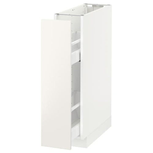 METOD - Base cabinet/pull-out int fittings, white/Veddinge white, 20x60 cm
