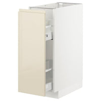 METOD - Base cabinet/pull-out int fittings, white/Voxtorp high-gloss light beige, 30x60 cm - best price from Maltashopper.com 99300542