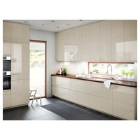 METOD - Base cabinet/pull-out int fittings, white/Voxtorp high-gloss light beige, 30x60 cm - best price from Maltashopper.com 99300542