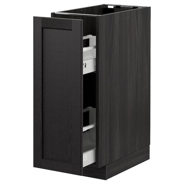 METOD - Base cabinet/pull-out int fittings, black/Lerhyttan black stained, 30x60 cm - best price from Maltashopper.com 19302427