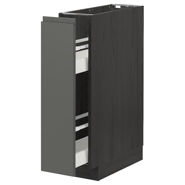 METOD - Base cabinet/pull-out int fittings, black/Voxtorp dark grey, 20x60 cm - best price from Maltashopper.com 29310766