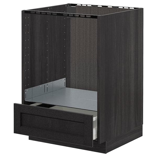 METOD - Base cabinet for oven with drawer, black/Lerhyttan black stained, 60x60 cm - best price from Maltashopper.com 49260138