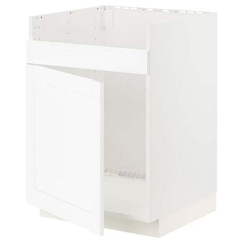 METOD - Base cab f HAVSEN single bowl sink, white Enköping/white wood effect, 60x60 cm
