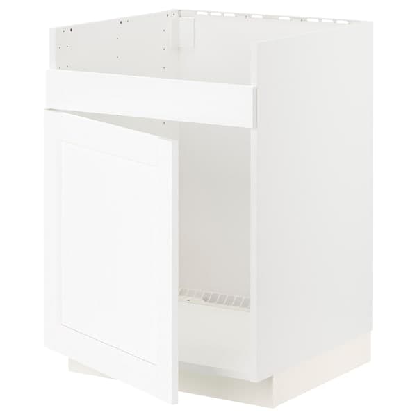 METOD - Base cab f HAVSEN single bowl sink, white Enköping/white wood effect, 60x60 cm