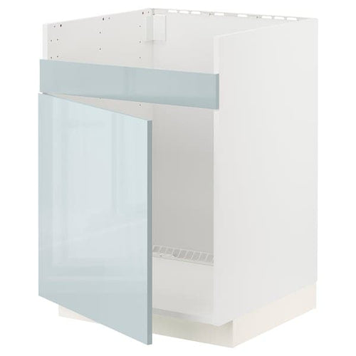 METOD - Base cab f HAVSEN single bowl sink, white/Kallarp light grey-blue, 60x60 cm