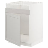 METOD base cab f HAVSEN single bowl sink, white/Lerhyttan light grey, 60x60 cm