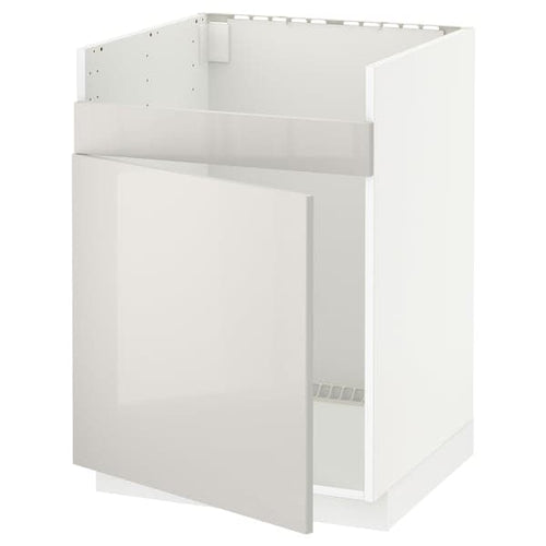 METOD - Base cab f HAVSEN single bowl sink, white/Ringhult light grey , 60x60 cm
