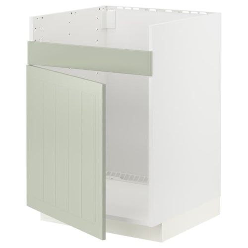 METOD - METOD Base cab f HAVSEN single bowl sink, white/Stensund light green, 60x60 cm