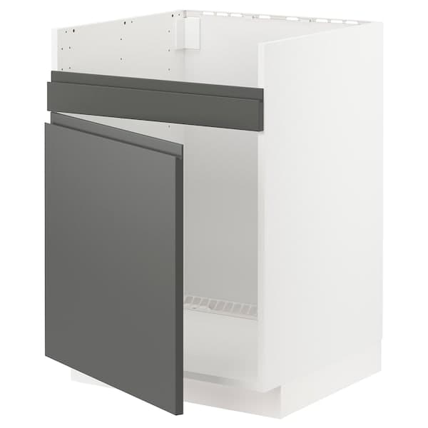 Ikea METOD - Base cab f HAVSEN single bowl sink, white/Voxtorp dark grey, 60x60 cm