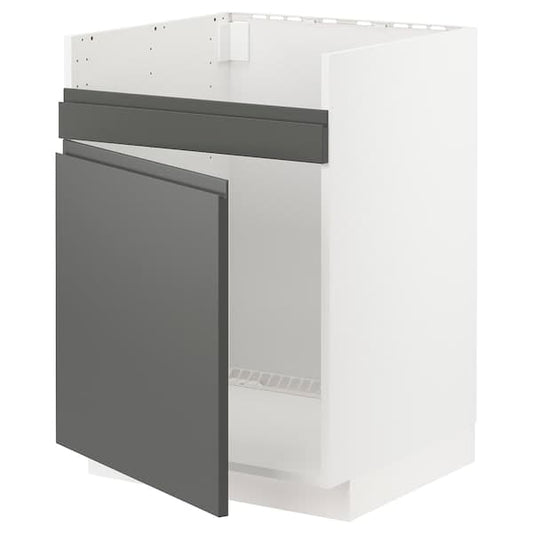 Ikea METOD - Base cab f HAVSEN single bowl sink, white/Voxtorp dark grey, 60x60 cm