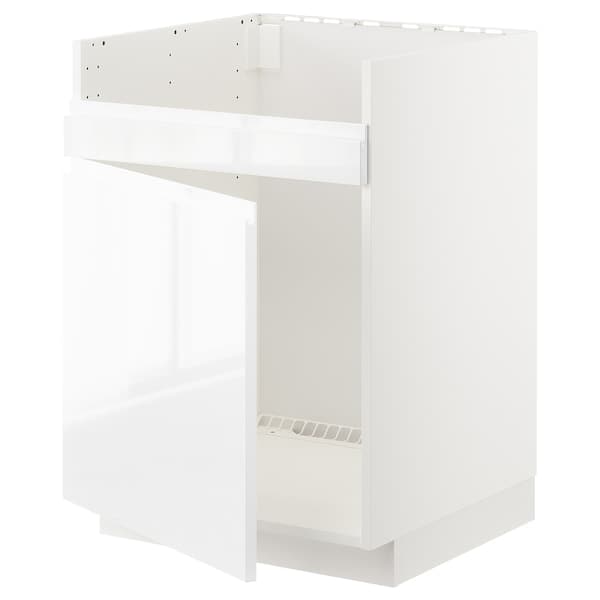 Ikea METOD - Base cab f HAVSEN single bowl sink, white/Voxtorp high-gloss/white, 60x60 cm