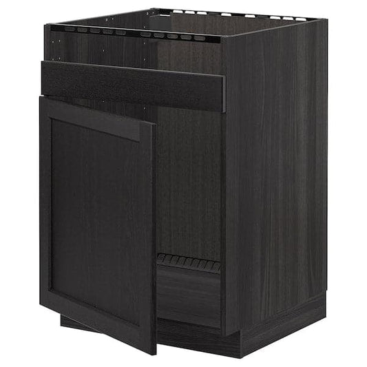 Ikea METOD - Base cab f HAVSEN single bowl sink, black/Lerhyttan black stained, 60x60 cm