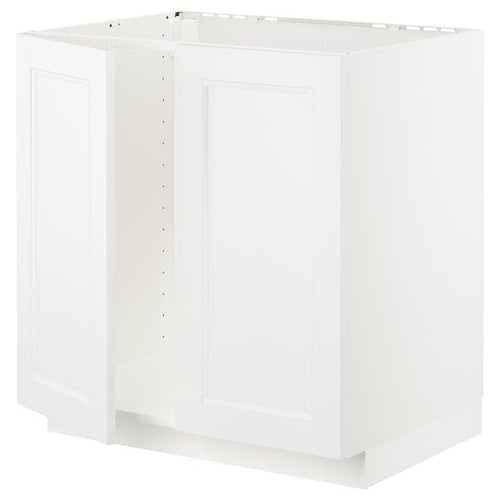METOD - Base cabinet for sink + 2 doors, white/Axstad matt white, 80x60 cm