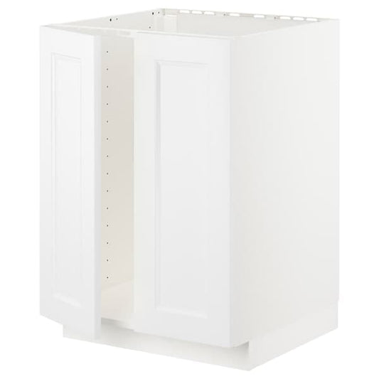 Ikea METOD - Base cabinet for sink + 2 doors, white/Axstad matt white, 60x60 cm