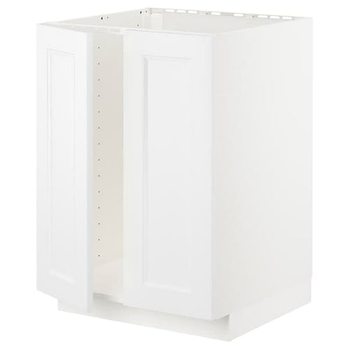 METOD - Base cabinet for sink + 2 doors, white/Axstad matt white, 60x60 cm