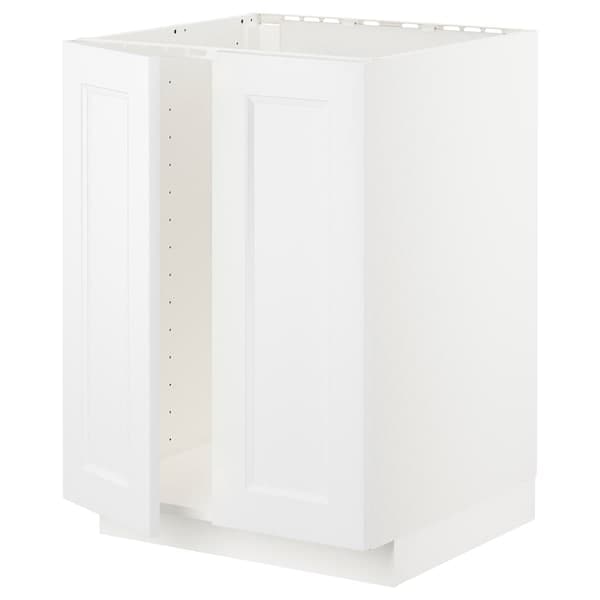 METOD - Base cabinet for sink + 2 doors, white/Axstad matt white, 60x60 cm