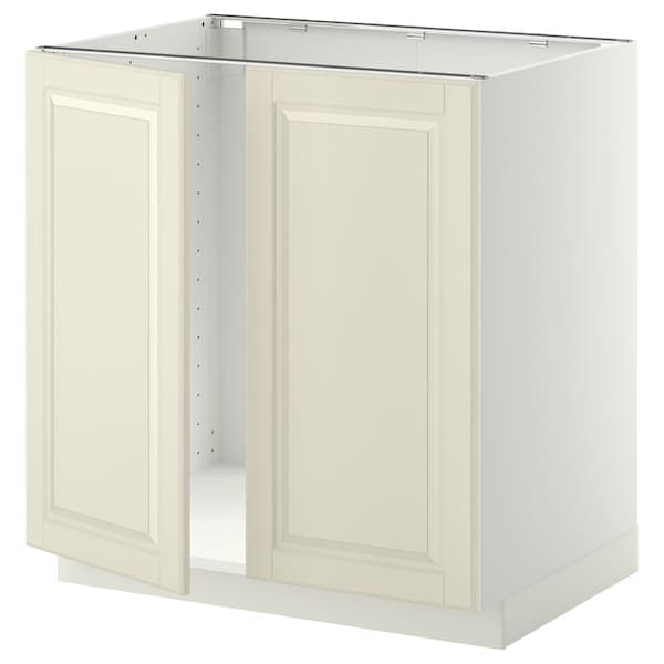 METOD - Base cabinet for sink + 2 doors, white/Bodbyn off-white