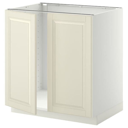 METOD - Base cabinet for sink + 2 doors, white/Bodbyn off-white, 80x60 cm