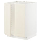 METOD base cabinet for sink + 2 doors, white/Bodbyn off-white, 60x60 cm