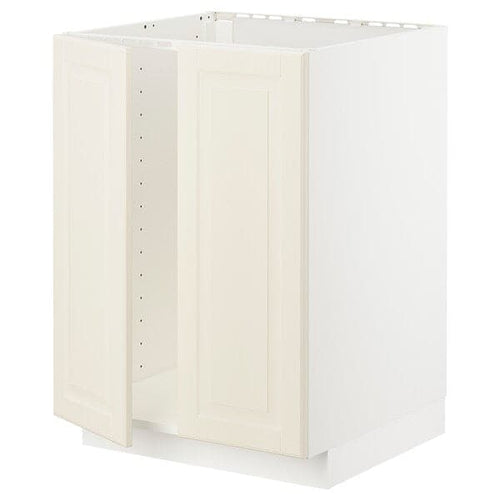 METOD - Base cabinet for sink + 2 doors, white/Bodbyn off-white, 60x60 cm