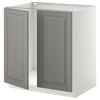 METOD - Base cabinet for sink + 2 doors, white/Bodbyn grey, 80x60 cm - best price from Maltashopper.com 89466608